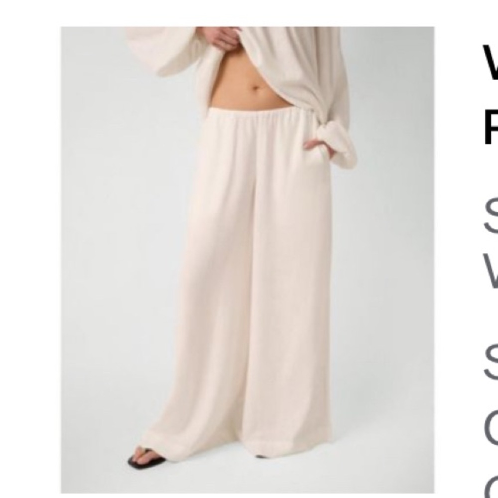 WeWoreWhat Cream Wide-Leg Pants